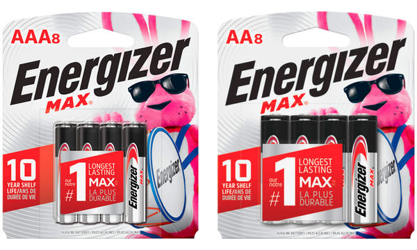 Energizer Max Batteries
AAA 8 pack or AA 8 pack
